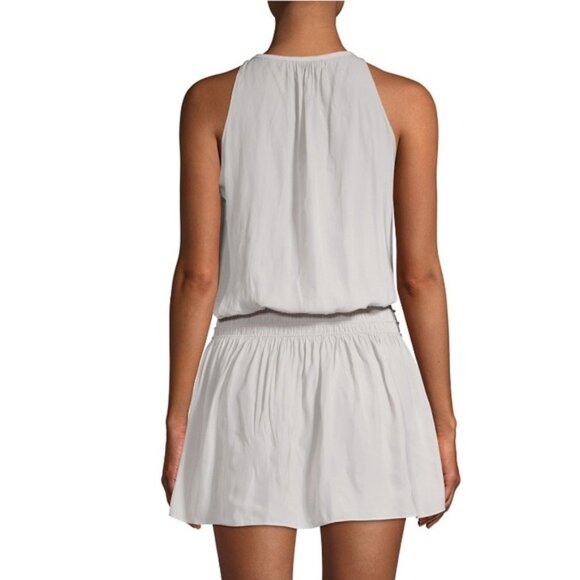 Ramy Brook Hillton Keyhole Dress Grey Sleeveless Smocked Waist Mini Size Large - Picture 2 of 8